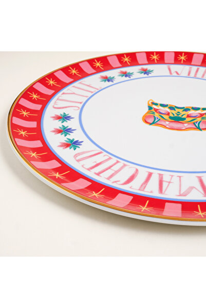 Zsa Zsa Zsu Lublın Porselen Pizza Tabağı 33x33x1.5 Cm Turuncu - Pembe