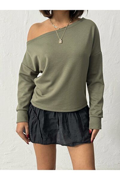 peralist Women's Interlock Fabric Off Shoulder Long Sleeve Blouse