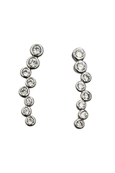 ElectraStore Cercei Lungi Argintii Cu Cristale Statement - C4318