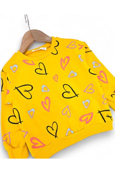 Egelite Girl's Sweatshirt and Leggings Heart Printed 2-3-4-5-6 Years Old Transitional Sets