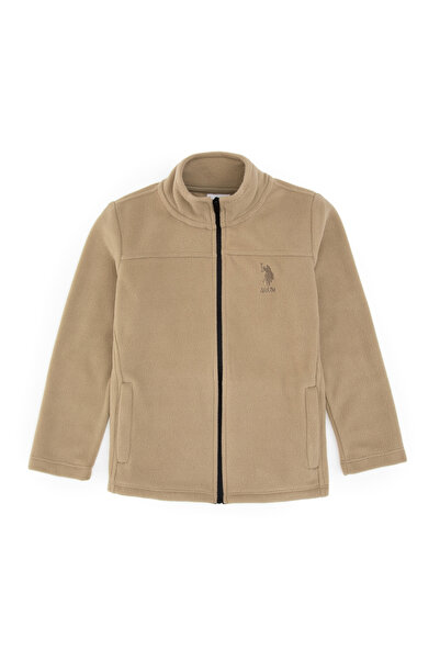 U.S. Polo Assn. سويت شيرت بولار بسحاب باللون الكاكي الفاتح للفتيات 50317875-VR183