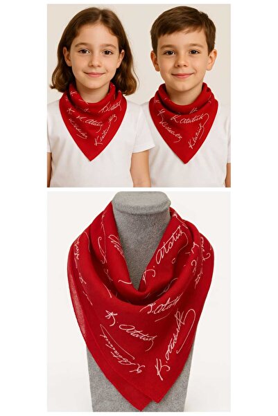 Eva Rose 10 Adet Kırmızı Ay Yıldız Türk Bayrağı Temalı Pamuk Kumaş Fular - Ba...