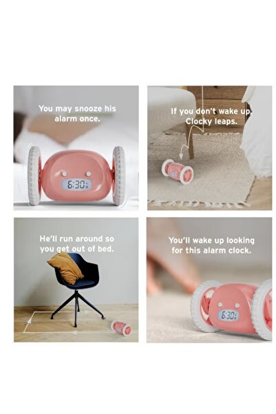 Generic Runaway Wheels Alarm Clock Anti-Snooze 95dB Loud & Vibration For Heavy Sleepers