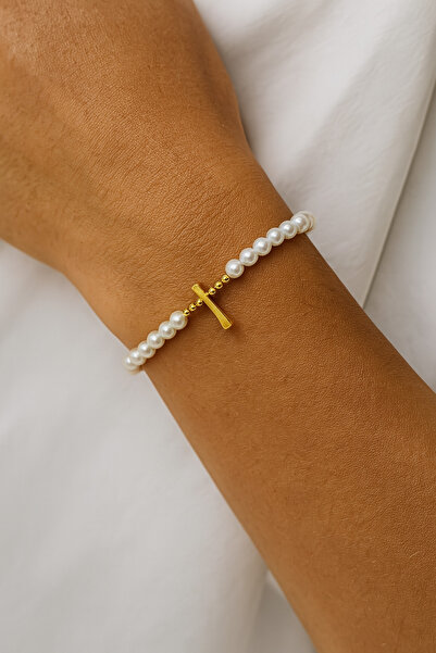 ElectraStore Pearl Bracelet With Letter I Pendant - C4257