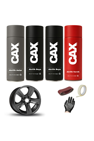 caxcolors MAT SİYAH ARABA JANT SPREY AKRİLİK ÖZEL YAPIM SPREY BOYA SETİ 400 M...