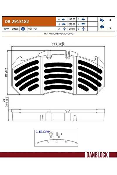 DANBLOCK Комплект спирачни накладки за дискови спирачки Man Tga/Tgl 1