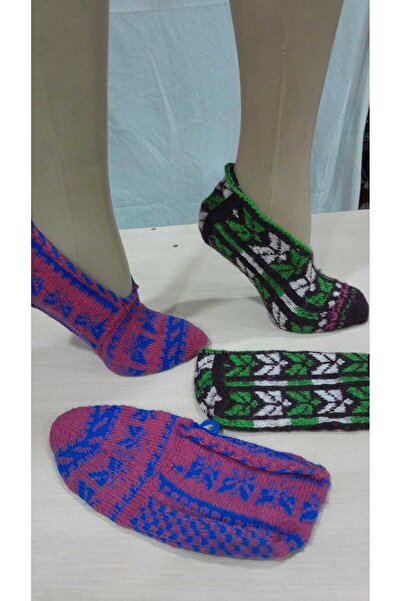 Papatyam 2 Pieces Hand-Knitted Five-Skewer Booties / Handmade Booties / Dowry Booties / Knitted / Home Booties / Handmade Socks