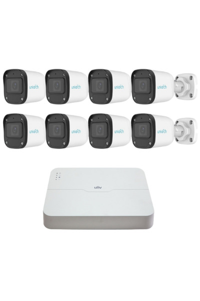 Uniarch Sistem de supraveghere IP, 8 camere 2MP Full HD, Microfon, IR 30m, Exterior, Vizualizare mobilă,
