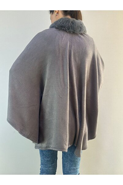 Gönülden Tasarım Triko Fur Women's Poncho Shawl