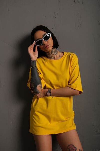 LAPS Men's Basic Solid Color Oversize T-shirt Düzrenk-tshirt