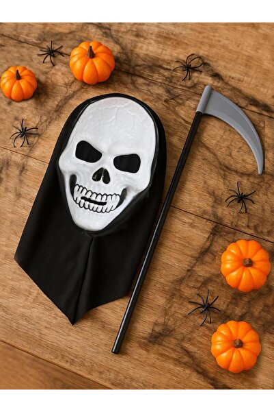 Parti Adresi Cadılar Bayramı Orak İskelet Maske Set Halloween Parti Aksesuarı