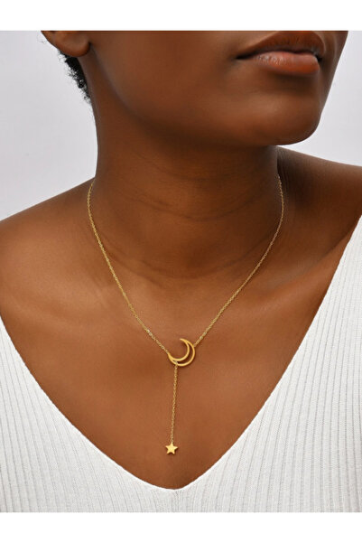 Inovius Colier Auriu cu Luna si Stea - 22605