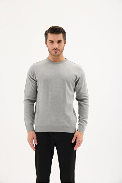 RAVANELLI Чоловічий велосипедний комір Вовняний светр Зимовий Стильний Теплий і м'який Трикотаж Світло-сірий M