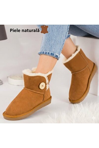 CGM Ghete de damă din piele cu căptușeală de blană, mărimea 36, ​​culoarea că...