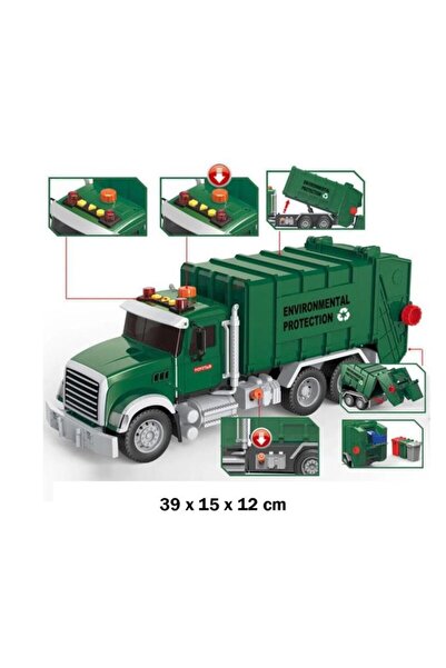 Tıfıl Toys Pilli Işıklı Sesli Amerikan Tipi Oyuncak Çöp Kamyonu