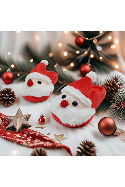 OEM Papuci de casa pufosi si caldurosi pentru dama, cu motive Craciun, L688