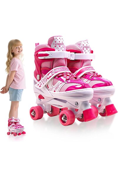 Rovyfota Roller Skates for Kids, Skate 4 Size Adjustable Roller Skates with Light up Wheels for Children
