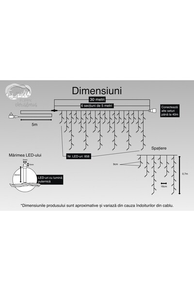 Flippy Christmas Lights, 30 m, 858 LEDs, Blue, Flash, Interconnectable, 5 m Extension, Transparent W