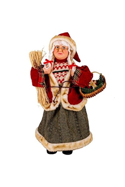 UnderShop Figurină Moș Crăciun cu coșuleț, 45 cm, roșu/maro, UnderShop®