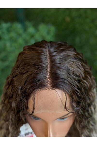 Fenomen Peruk Afro Kıvırcık Tül Peruk – Uzun Küllü Kahve Gri Ombre Doğal Görünümlü Peruk