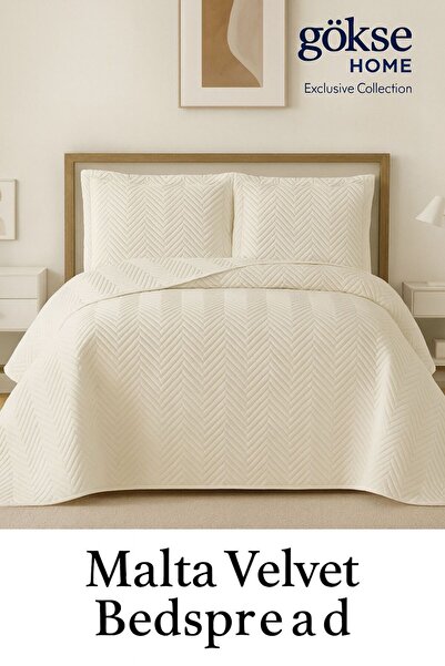 GÖKSE HOME Süet Lüks Yatak Örtüsü Seti