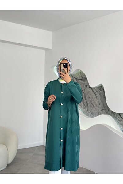 Armine Trend Baklava Desenli Hırka 25YTD4124 Ördek Yeşili