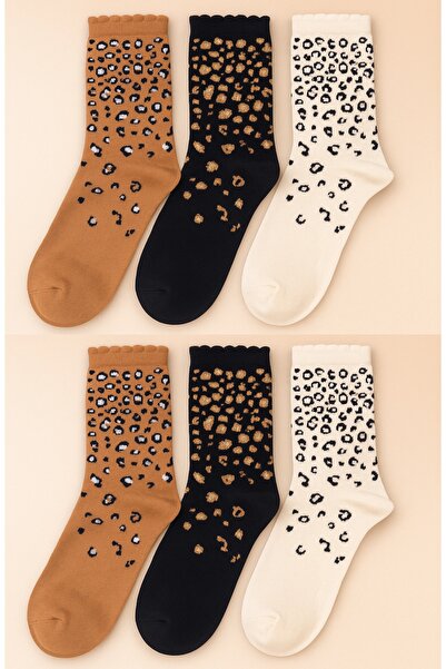 shefox 6 Pairs of Women's Leopard Pattern Cotton Premium Socks