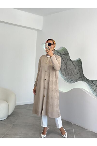 Armine Trend Baklava Desenli Hırka 25YTD4124 Koyu Taş