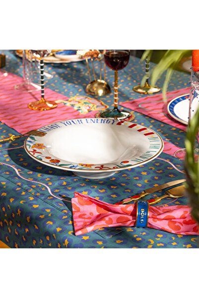 Zsa Zsa Zsu Lublın Porselen Makarna Tabağı 30x30x6.5 Cm Mavi - Yeşil