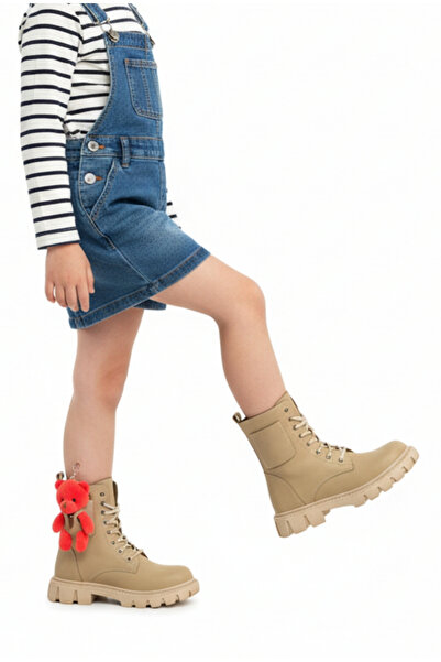 Moda Lime Παιδικές καθημερινές ορθοπεδικές χειμερινές μπότες με ψηλή σόλα, ανθεκτικές στο κρύο και κόκκινο αρκουδάκι