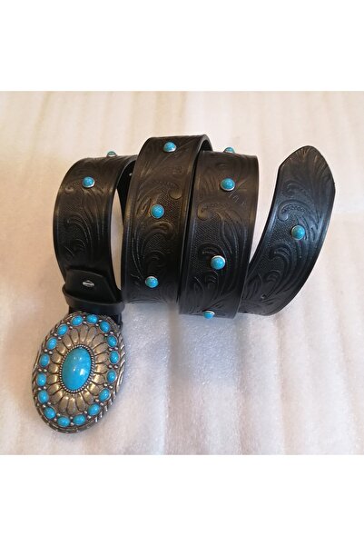 Butik Tülin حزام من الجلد الصناعي الأصلي للجنسين باللون الأسود مطبوع مع حزام ...