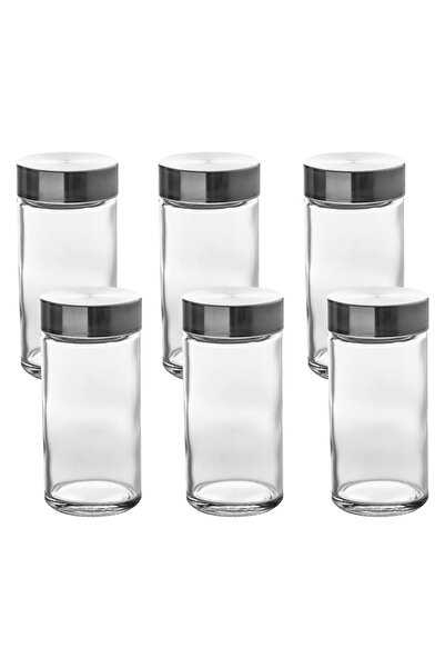 5FiveSmart Set of 6 5Five glass spice jars, 80 ml, stainless steel lid, transparent