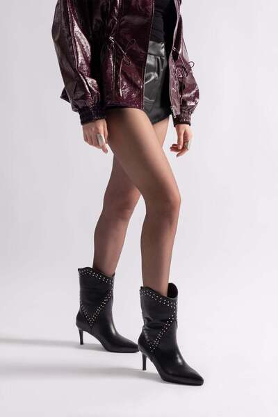 Louis Cardy Lysa Black Leather Women's Heeled Boots