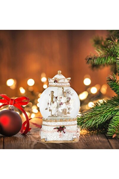UnderShop Christmas Glass Snow Globe with Snow and Music, Carousel Model, 17 cm