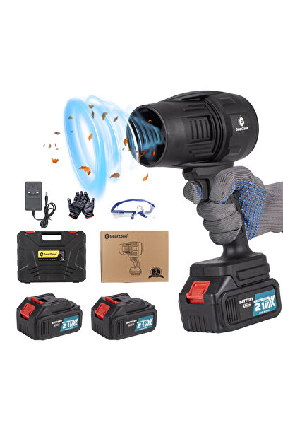 GearZone Electric Cordless Leaf Blower,Turbo Jet Blower with 2pcs Batteries f...
