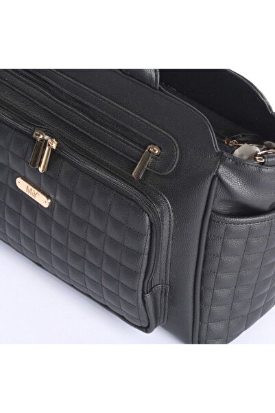 INURA GLOBAL حقيبة العناية بالطفل من الجلد من M&Y Juno 7281 باللون الأسود