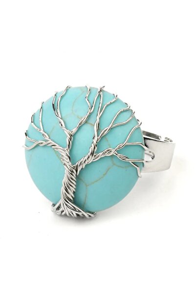 animis beauty Turquoise Ring with Tree of Life setting, adjustable, made of natural semi-precious stones