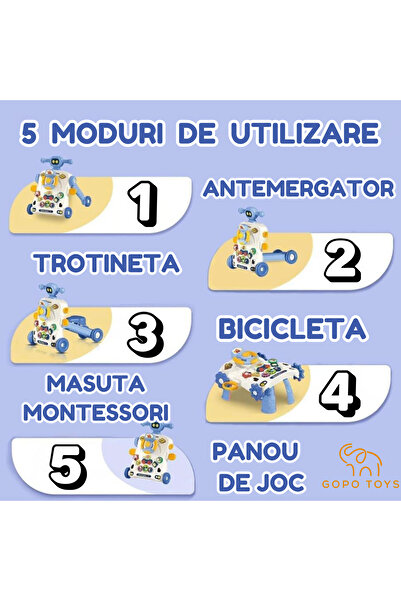 Gopo Toys Multifunctional Prewalker and Walker for Children - Blue