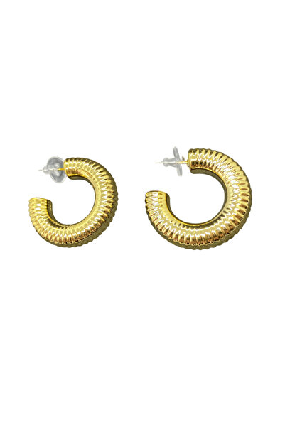 FM Gold Color Textured Ring Model Stylish Special 316L Light Steel Earrings |   Special Occasions, Modern and Stylish Design