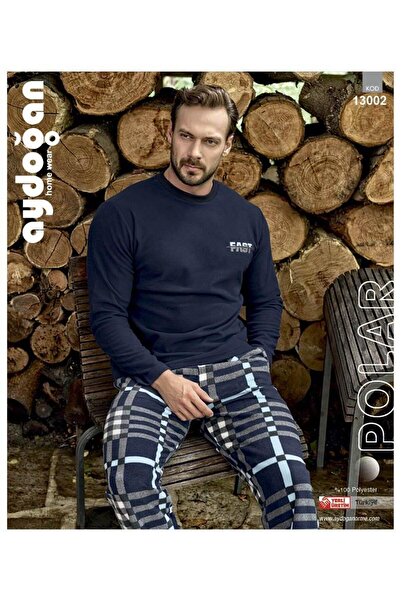 Aydoğan Erkek Polar Pijama Takımı – Lacivert Renk, Uzun Kollu, Sıcak ve Rahat
