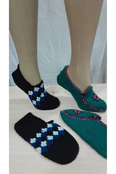 Papatyam 2 Pieces Hand-Knitted Five-Skewer Booties / Handmade Booties / Dowry Booties / Knitted / Home Booties / Handmade Socks