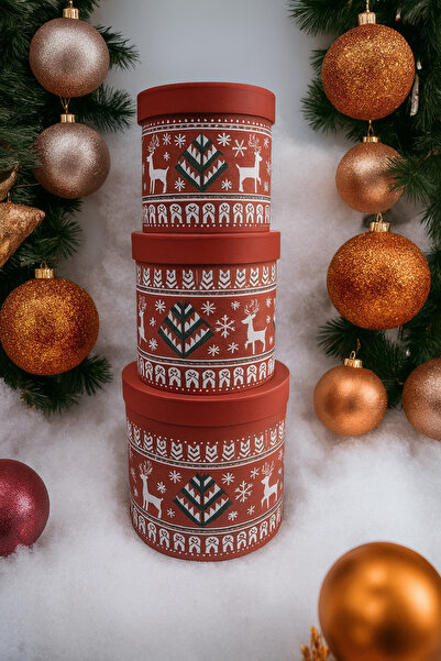 Partini Renklendir Noel Temalı Çok Amaçlı 3’Lü Silindir Şık Kutular