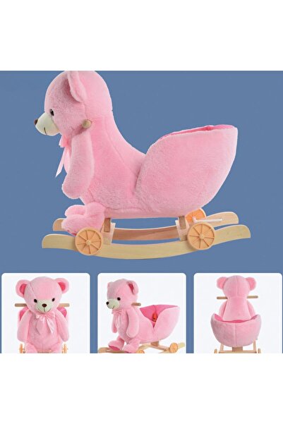 OEM Balansoar roz de pluș cu roți