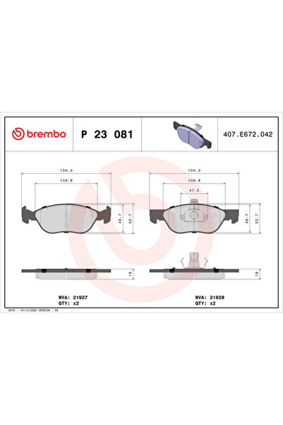 Brembo Set Placute Frana Frana Disc Fiat Punto