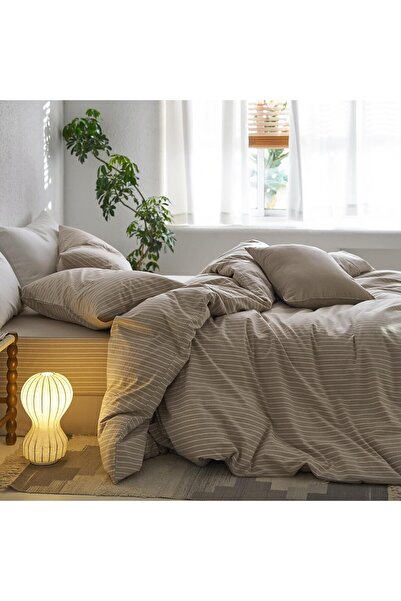 OPAQ طقم غطاء لحاف مطاطي مفرد من موكا لاين