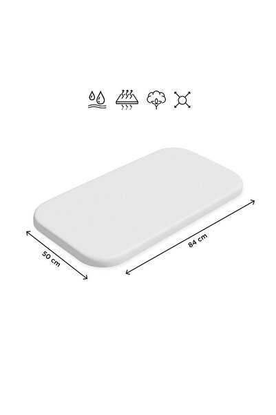 Petite&Mars Cearceaf cu elastic, Petite&Mars, Impermeabil, Din bumbac, 84x50 cm, 0 luni+, Alb