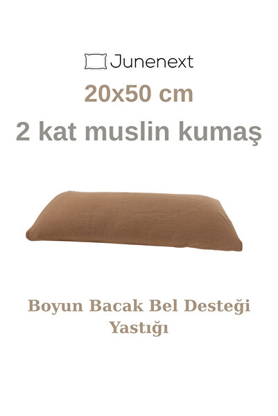 jn junenext Pernă multifuncțională din țesătură muselină, pernă de susținere pentru gât, picior, talie, cu fermoar, 20x50 cm, cappuccino