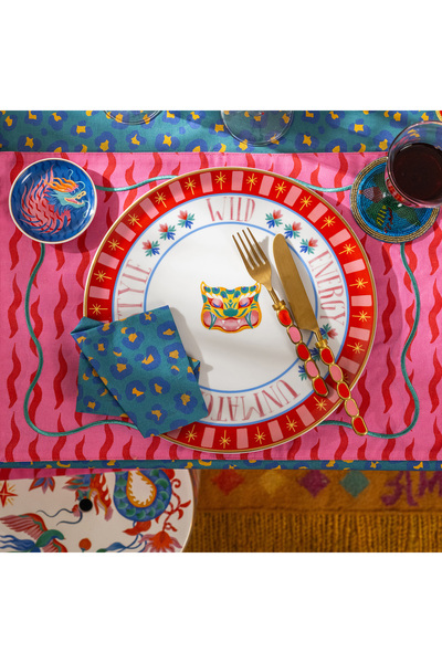 Zsa Zsa Zsu Lublın Porselen Pizza Tabağı 33x33x1.5 Cm Turuncu - Pembe