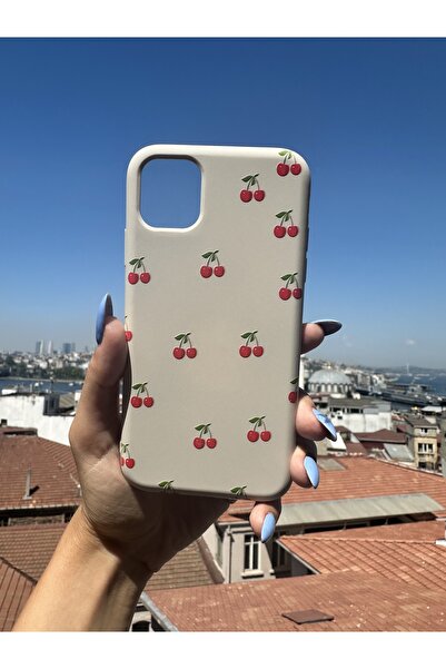 Mobildizayn Huawei P40 Lite Uyumlu İçi Kadife Baskılı Krem Telefon Kılıfı
