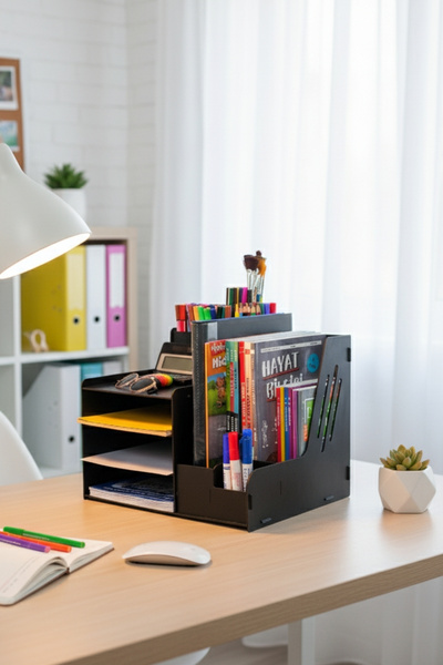Simux Boxy A4 Document Rack Desktop Multi-Purpose Organizer, Desktop Pen Holder
